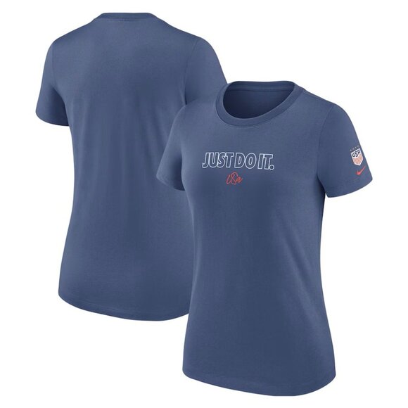 Women's Nike Blue USWNT Just Do It T-Shirt NWT Large - Picture 1 of 3